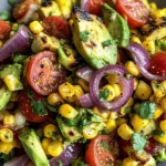 Charred Corn Avocado Salad with Roasted Red Onions