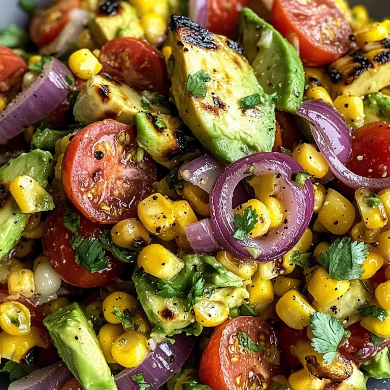 Charred Corn Avocado Salad with Roasted Red Onions