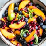 Honey Lime Basil Peach Fruit Salad