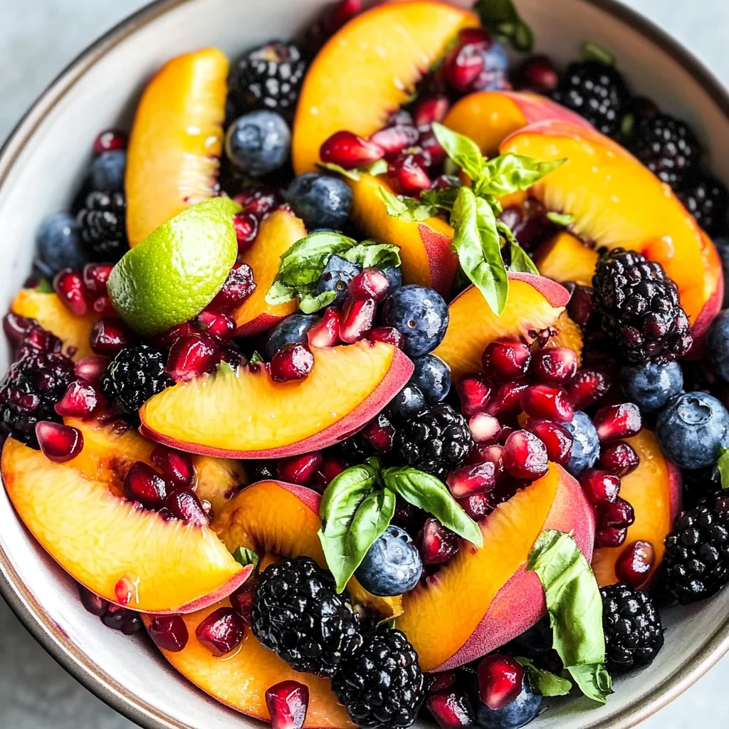 Honey Lime Basil Peach Fruit Salad