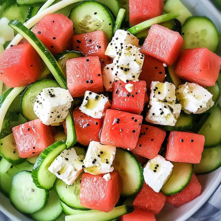 Watermelon Cucumber Feta Salad