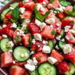Watermelon Cucumber Salad with Strawberries and Feta