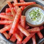 Watermelon Fries with Coconut Lime Dip | Healthy Summer Snack!