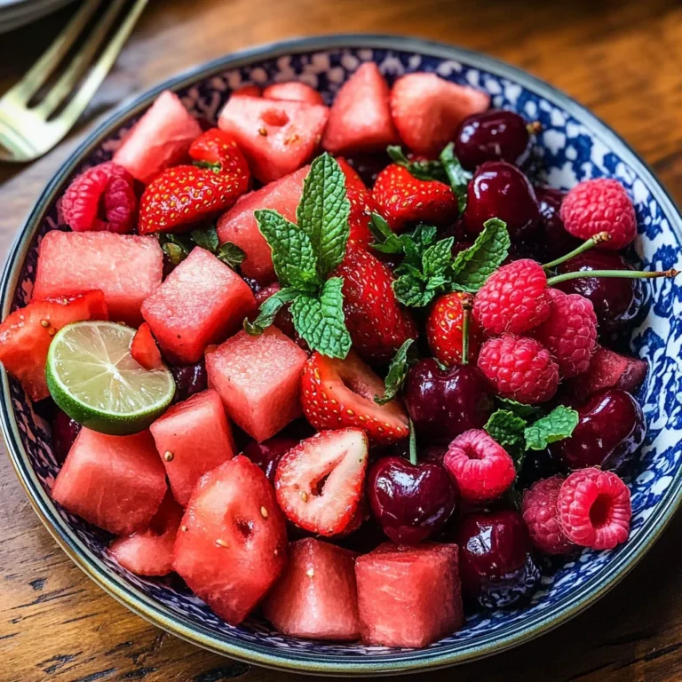 Watermelon Fruit Salad with Lime Mint Dressing