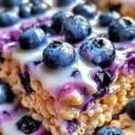 Blueberry Rice Krispies Treats with Vanilla Glaze