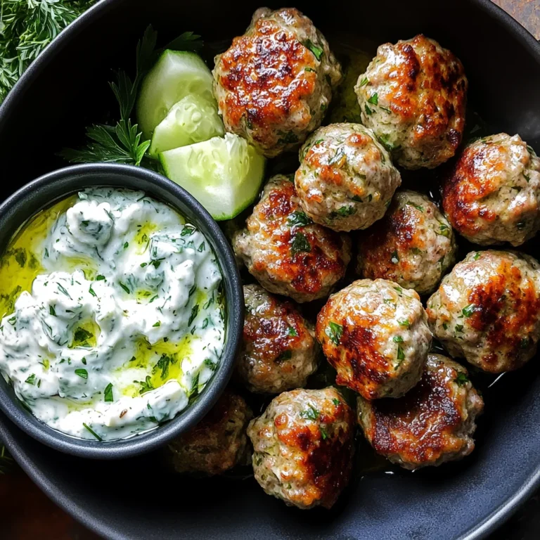 Greek Turkey Meatballs with Tzatziki Sauce 🥙🍖🥒