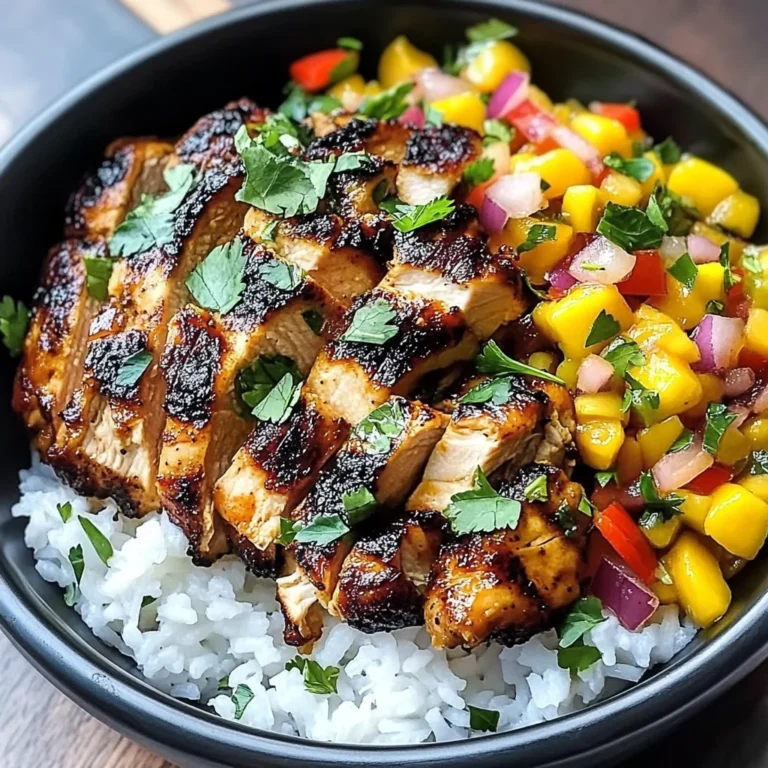 Jerk Chicken Bowls with Mango Salsa and Coconut Rice