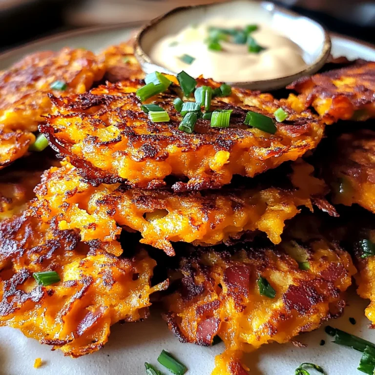 Sweet Potato Fritters with Turkey Bacon and Green Onions