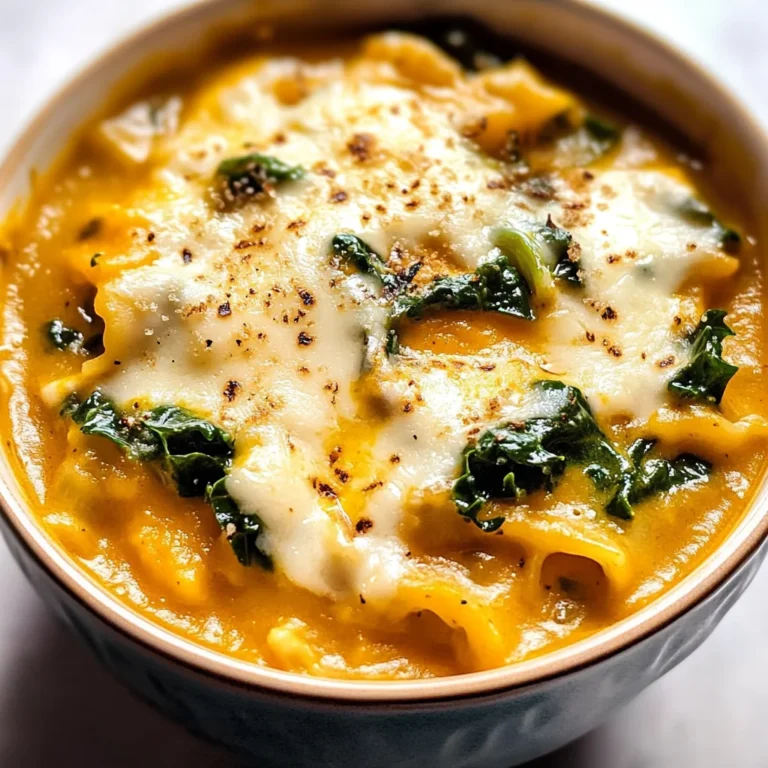 Butternut Squash Lasagna Soup with Kale & Mozzarella
