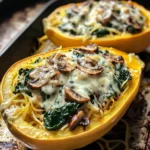 Creamy Spinach and Mushroom Stuffed Spaghetti Squash