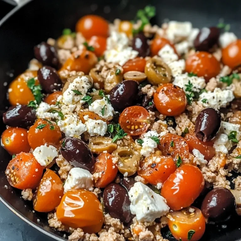 Mediterranean Keto Ground Chicken Skillet with Olives and Feta